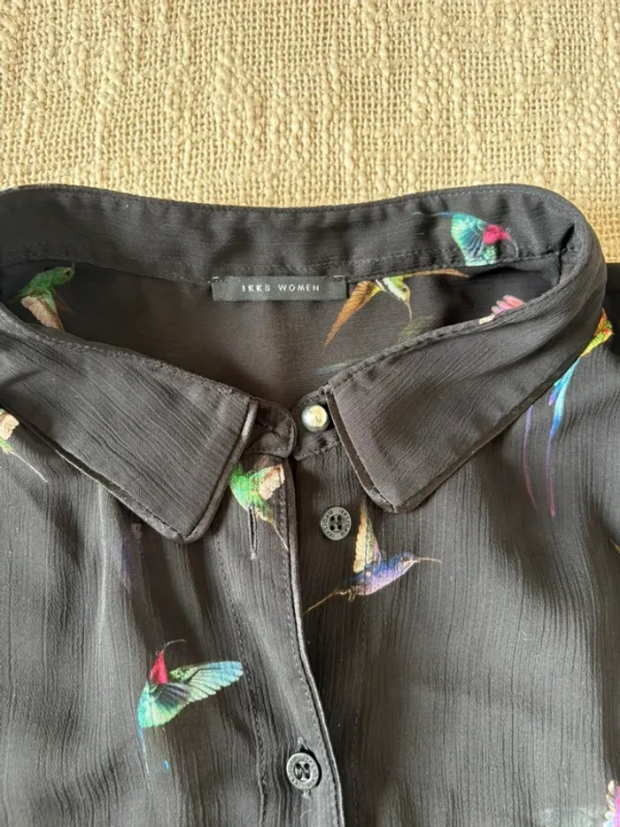 Chemise IKKS, colorée, motif oiseaux, taille 38 - photo numéro 4