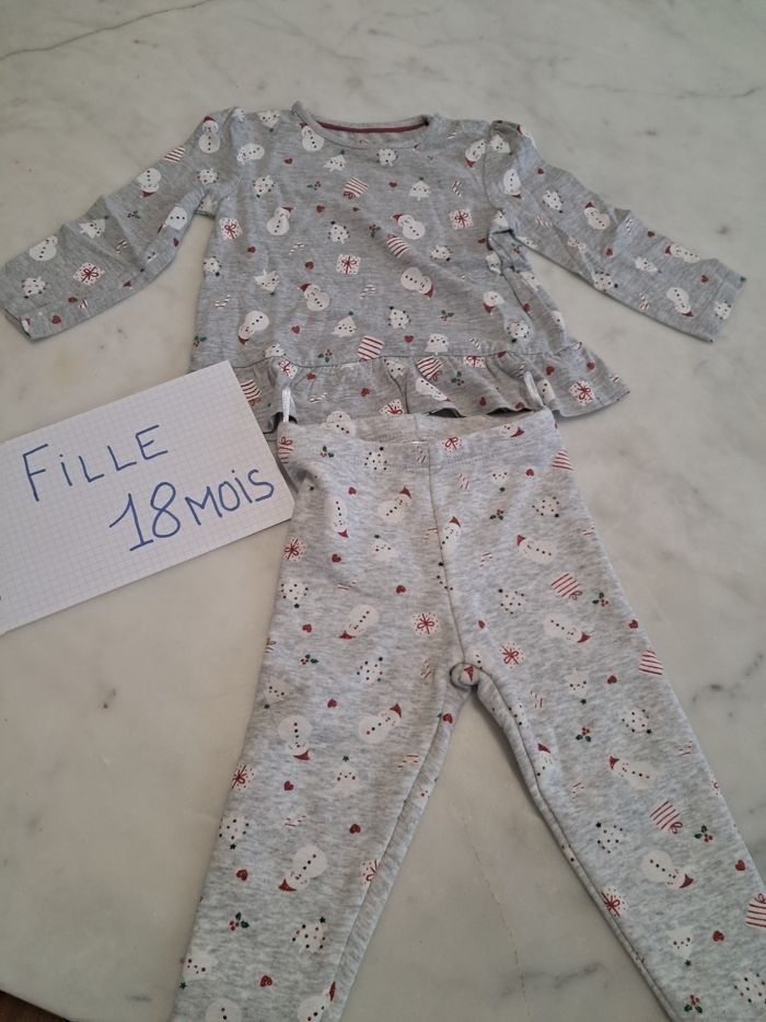 Ensemble Noël leggings molletonné et t-shirt manches longues