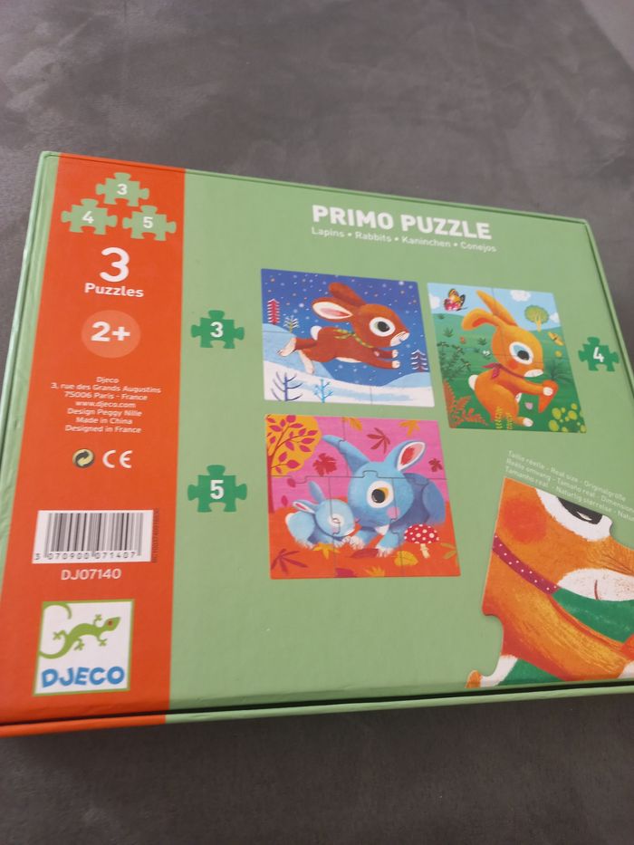 Primo puzzle lapins djeco 3, 4 et 5 pièces 2 ans - photo numéro 2