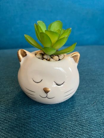 Pot chat plante artificielle