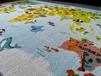 SIMPEX Tapis pour Enfants, Carte du Monde avec Motif Animalier, Tapis Bleu, 120 x 170 cm, Tapis pour Enfants, Tapis Chambre d'enfant