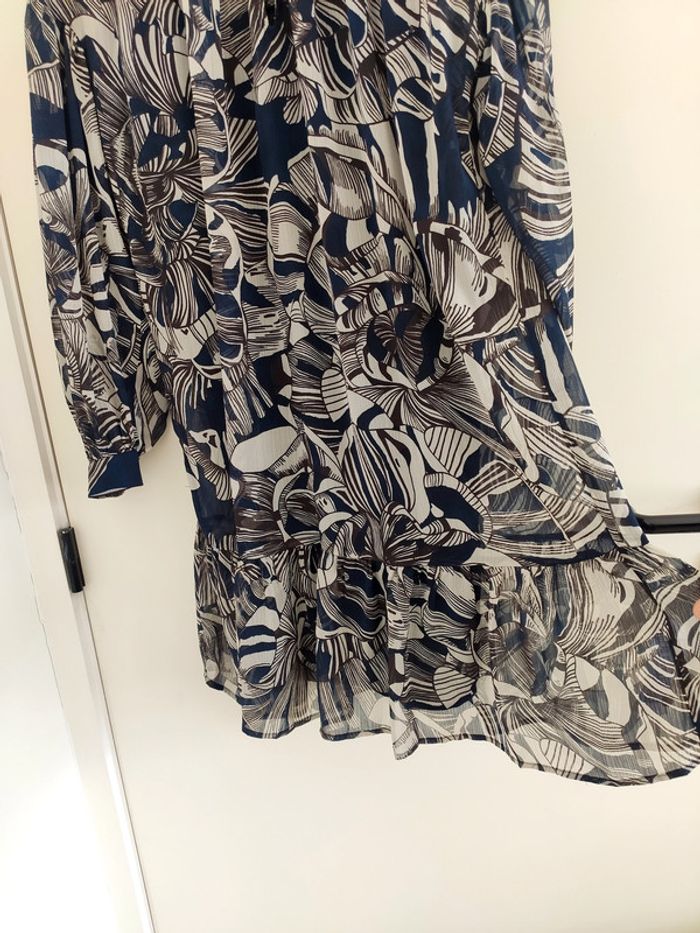 Belle robe légère Esprit bleue et grise motifs abstraits 38 comme neuve - photo numéro 6