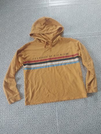 Sweat à capuche moutarde rayé – GÉMO – T14 ans