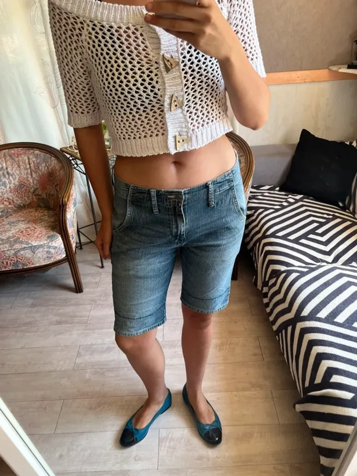Jort capri denim jean Bermuda long - photo numéro 2