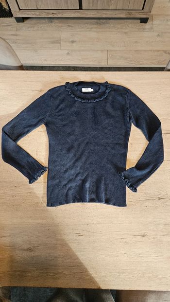 Pull léger cotellé à manches longues, bleu foncé, Cyrillus, 14 ans, peu mis