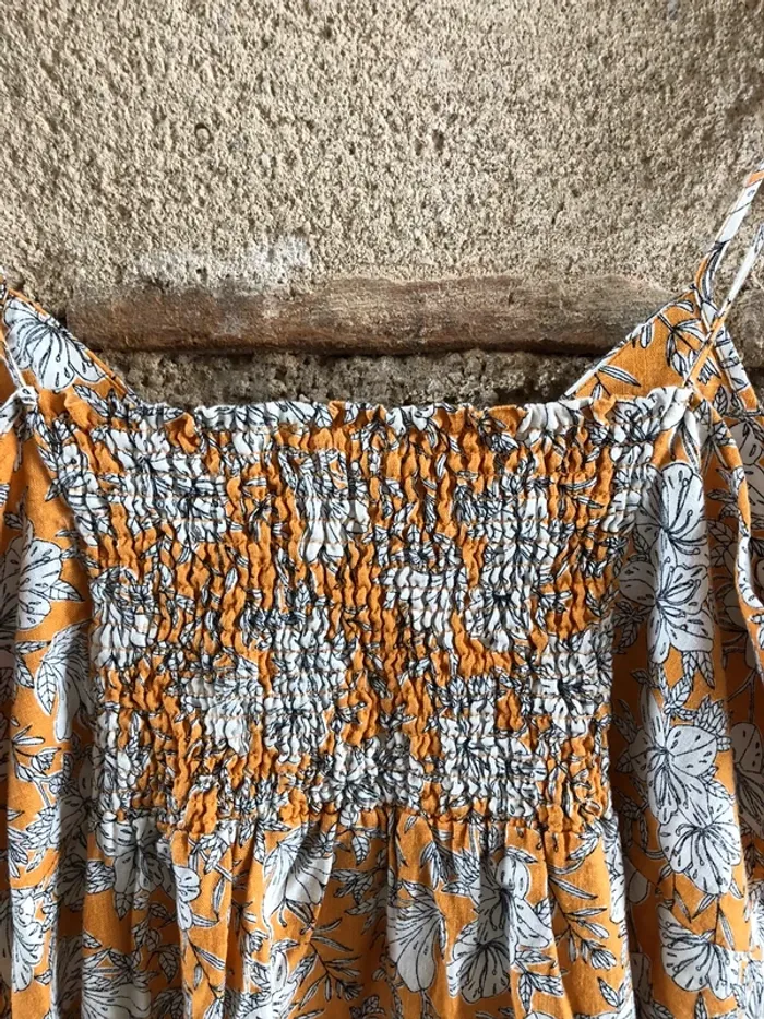 Robe longue bonobo moutarde à fleurs - photo numéro 3