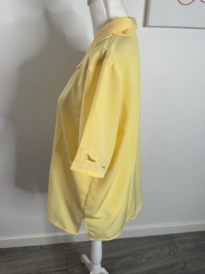 Chemisier jaune broderies ajourées Damart T46 3XL - photo numéro 5