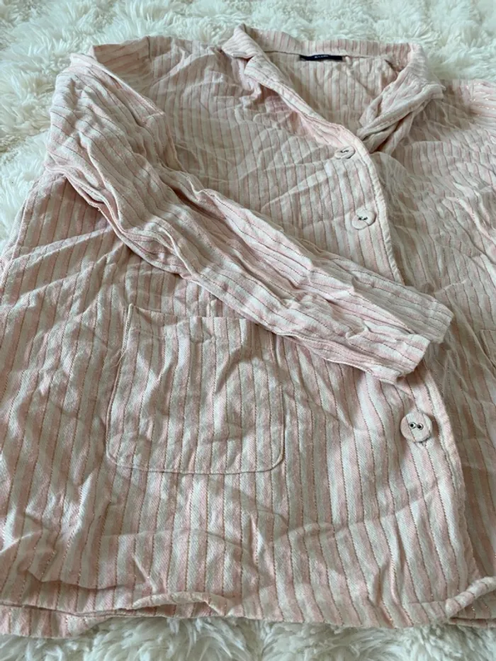 Chemise de pyjama rose à rayure Kiabi taille S - photo numéro 3