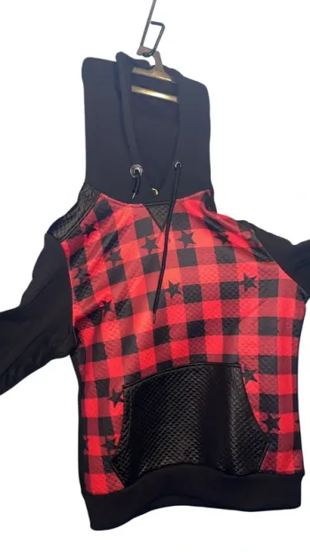 Sweat rouge et Noir à capuche XL