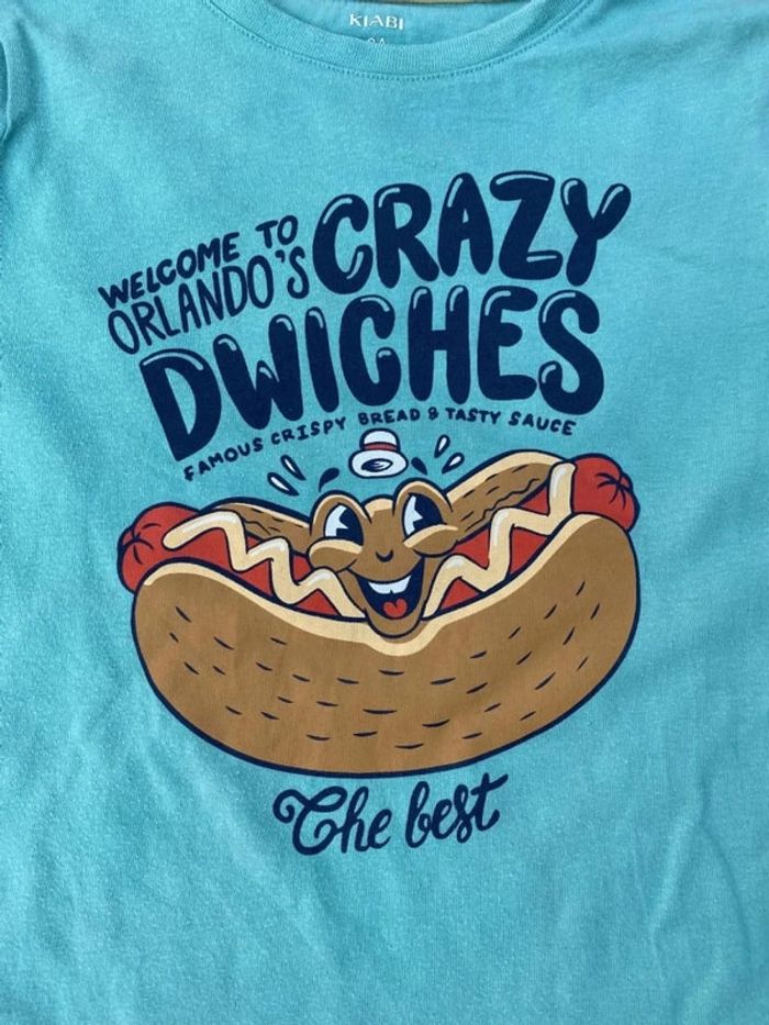 T-shirt vert Kiabi 8 ans hot-dog 🌠- photo numéro 2