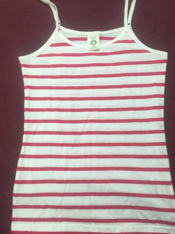 Débardeur blanc à rayures rose femme taille 34/36