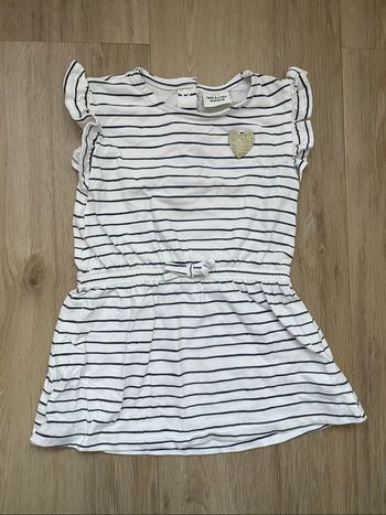 Robe Tape à l’œil rayé blanche et marine 18 mois