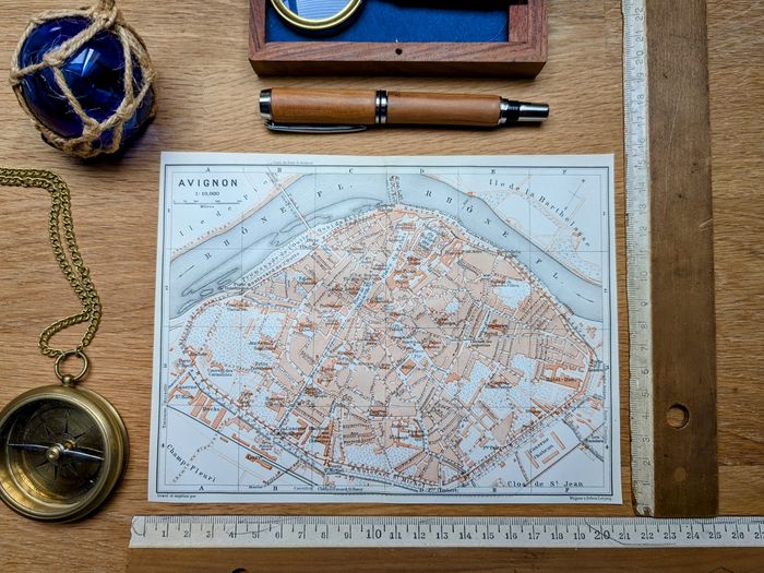 Imprimée en 1910, plan d'Avignon, Vaucluse. Original Vintage Authentique. - photo numéro 3