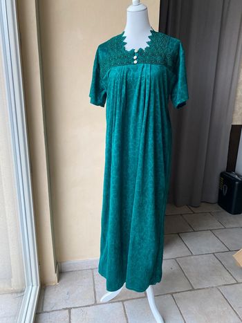 Robe longue en velours vert vintage S