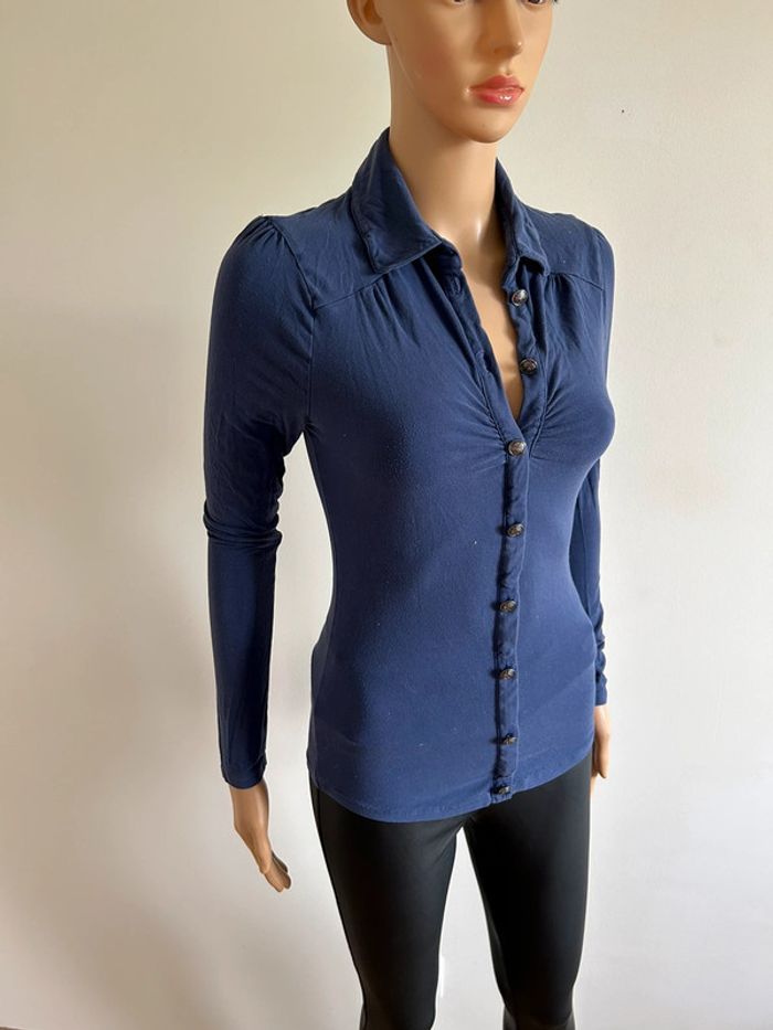 Haut bleu à manches longues Morgan taille XS bon état - photo numéro 2
