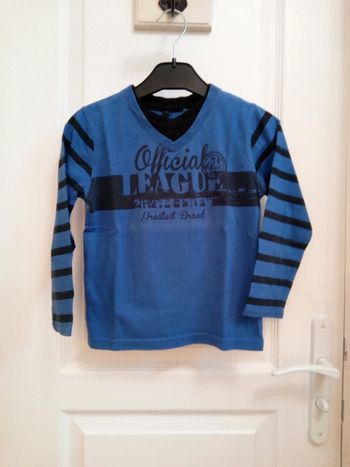 Tee-shirt manches longues bleu "Official League" T.5 ans