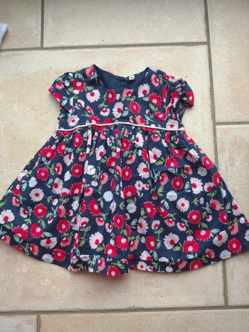 Robe doublée Fille 6 mois Fleurs 100% coton