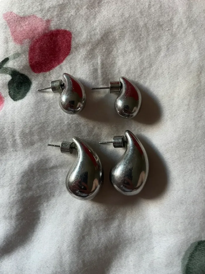 Boucle d’oreille gouttes d’eau argent - photo numéro 2