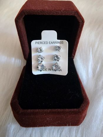 💎Boucles d’oreilles 3 Paires Zirconium Blanches 💎