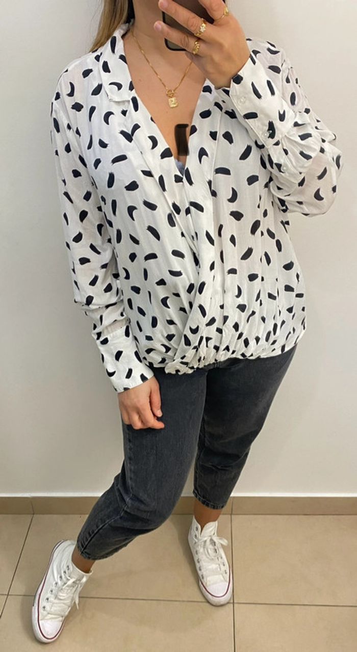 Superbe Blouse Croisé Style Cache Coeur Imprimée Taille 40-42 - photo numéro 4