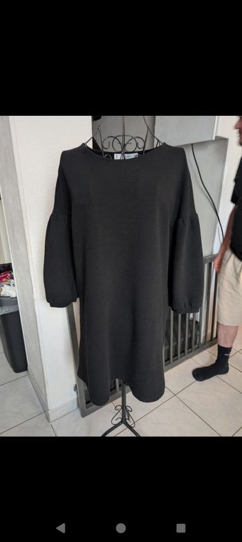 Superbe tunique/robe pull noire mango basics manches ballons élégante taille 36