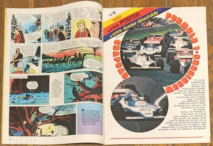 Ancien Journal de Mickey avec cadeau Dossier Formule 1 Poster + vignettes N°1468 1980 vintage - photo numéro 3