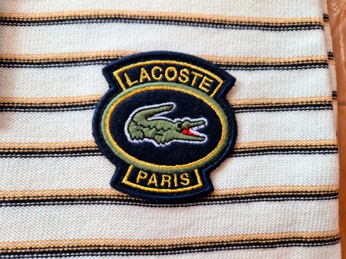 Pull "Lacoste" Blanc à rayures Taille XL neuf sous blister 100 % coton organique. - photo numéro 4