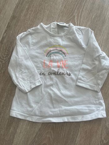 Haut manches longues blanc tape à l’œil 12mois