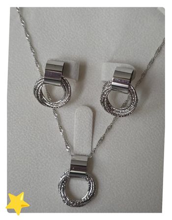 Parrure collier + pendentif + boucle d'oreilles acier inoxydable Torsadé