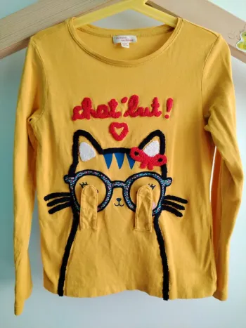 T-shirt manches longues chat'lut DPAM 8 ans