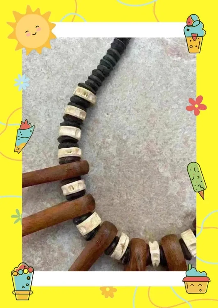 Collier marron noir bois - photo numéro 3
