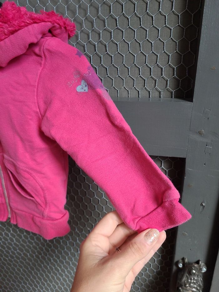Gilet sweat zippé rose 3 pommes t.18 mois - photo numéro 4