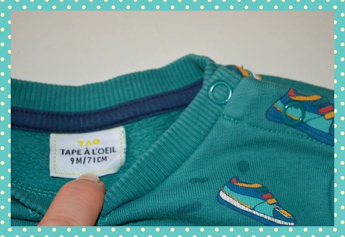 Sweat Tape à l'œil vert foncé taille 9-12 mois / 74 cm - photo numéro 3