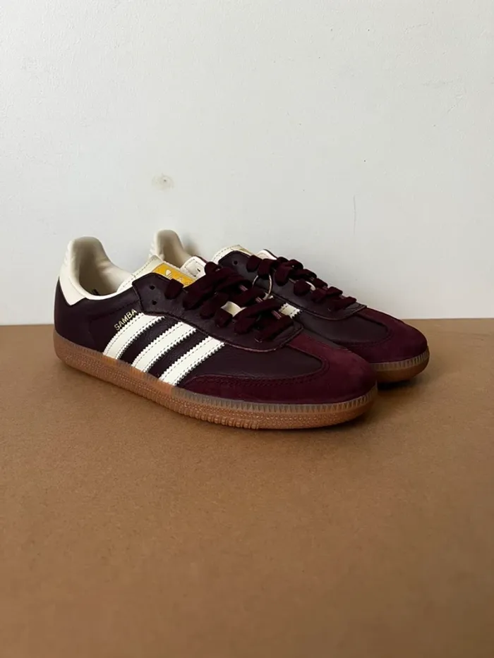 Adidas Samba Maroon Gold Metallic