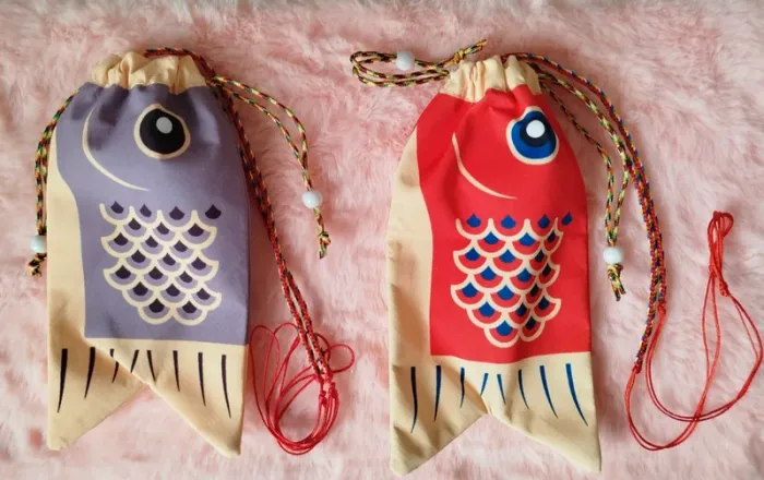 Lot de 2 Pochettes / porte-monnaie koi rouge ( koinobori ) - photo numéro 2