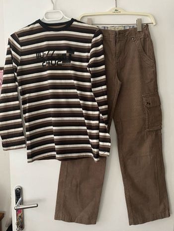 ZARA 11/12 ans pantalon cargo en velours côtelé  + t-shirt manches longues
