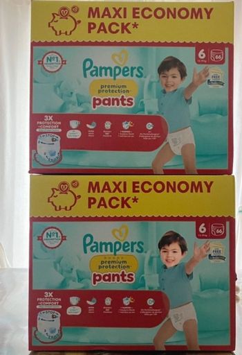 2 cartons de couches pampers premium pants taille 6