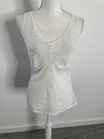 Débardeur en dentelle blanc Thermolactyl Damart Vintage NEUF T38 M