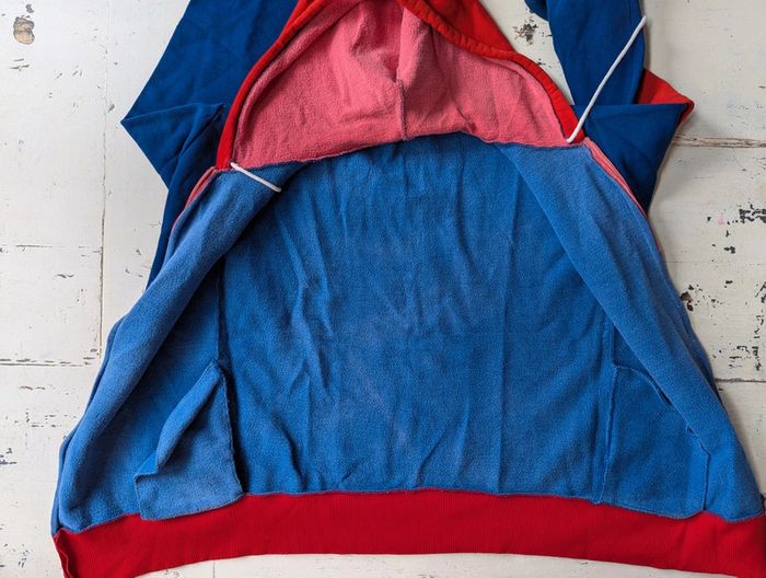 Veste vintage à capuche - Bleu et rouge - Fermeture éclair Talon - photo numéro 13