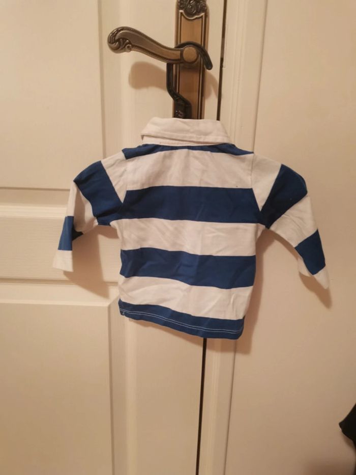 Polo rayé, imitations maillot de rugby. Blanc et bleu - photo numéro 4