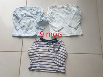 3 t-shirts manche longue 9 mois
