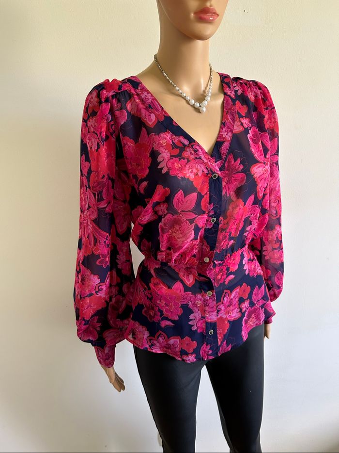 Blouse fleurie à manches longues Morgan taille 40 jamais portée - photo numéro 2