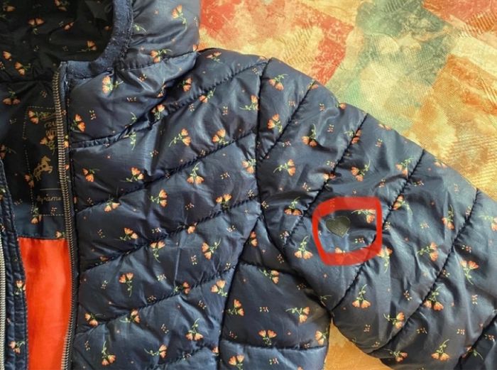 Blouson doudoune bleue marine à fleurs - photo numéro 7