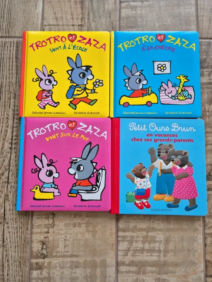 Lot de 3 livres Trotro et Zaza + 1 livre petit ours brun
