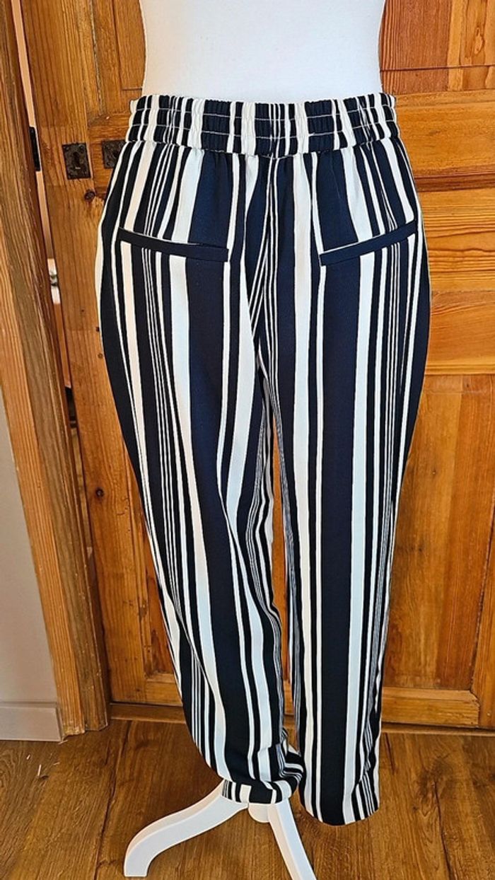 Pantalon fluide Zara rayée S - photo numéro 2