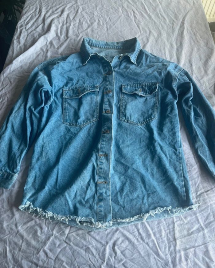 Veste en jean longue bleu