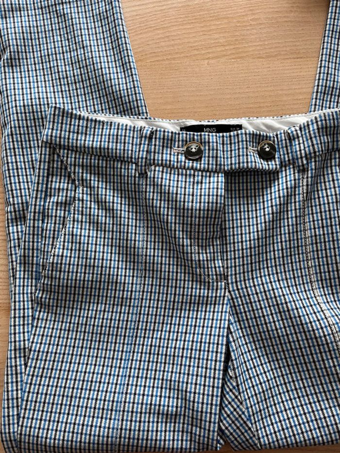 Pantalon à carreaux bleu Mango - photo numéro 4