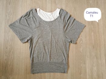 Tee shirt débardeur intégré