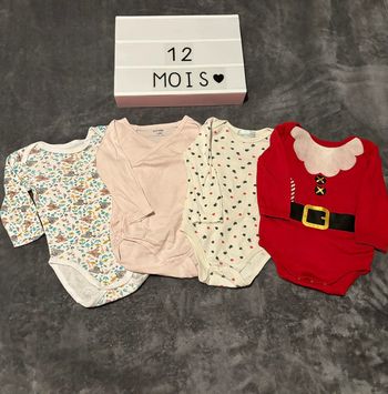 Lot bodies manches longues 12 mois