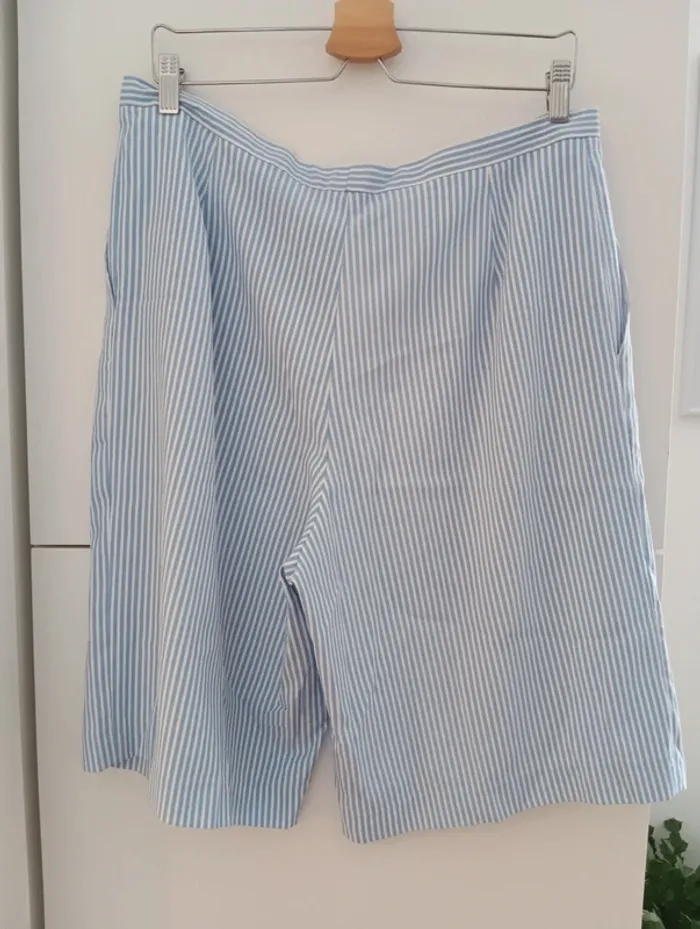 Bermuda vintage fluide rayures Bleu/blanc - photo numéro 5